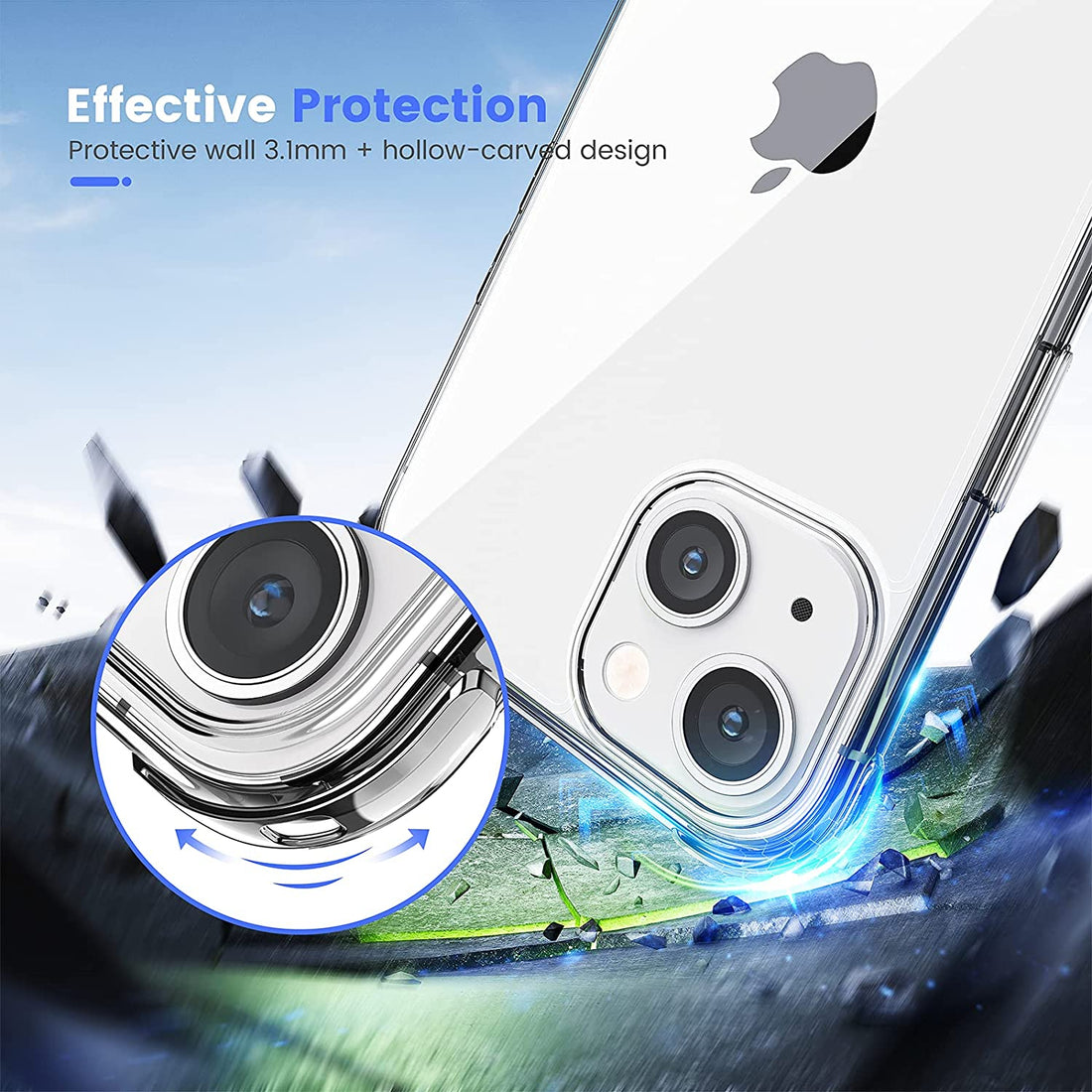 Premium Airbag Anti-Drop Clear Phone Cover with Hard PC Back and Soft TPU Silicone Transparent Shell for iPhone 12/13 Pro