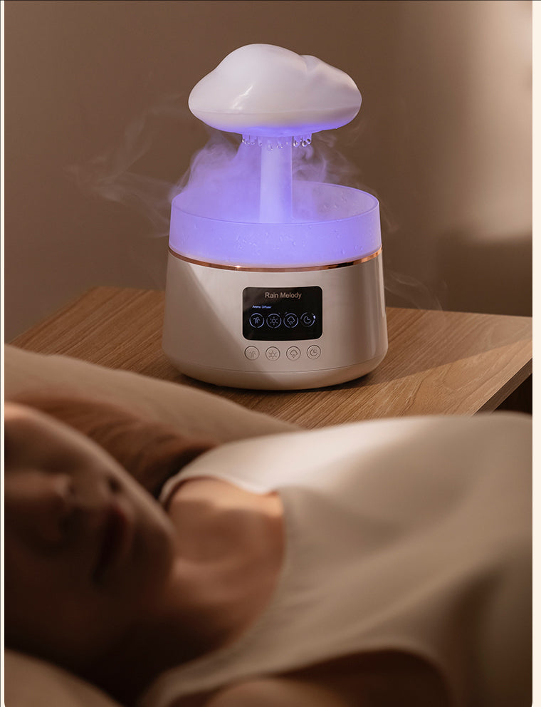 USB-Powered Smart Mushroom Humidifier 300ml Water Drip Rain Feature