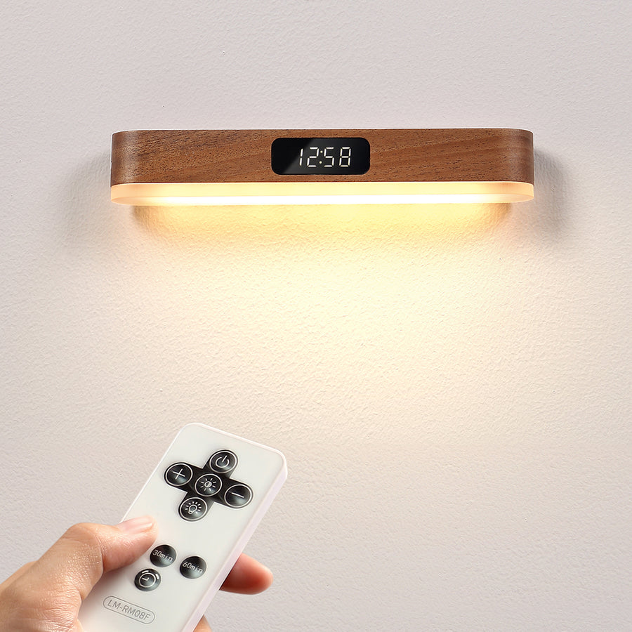 LED Magnetic Wall Light with Dimmable Glow, Rechargeable Battery, Remote Control, and Built-in Clock