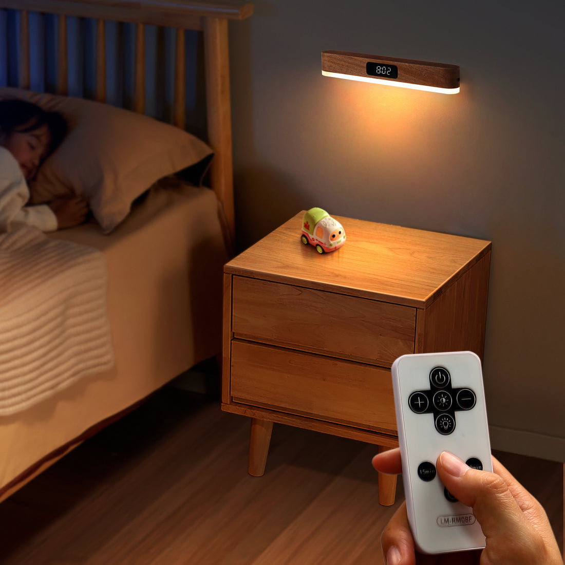 LED Magnetic Wall Light with Dimmable Glow, Rechargeable Battery, Remote Control, and Built-in Clock