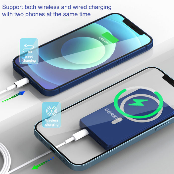 Wireless Charger Power Bank 5000/10000mAh Dual USB Magnetic Powerbank for iPhone 12 Charging