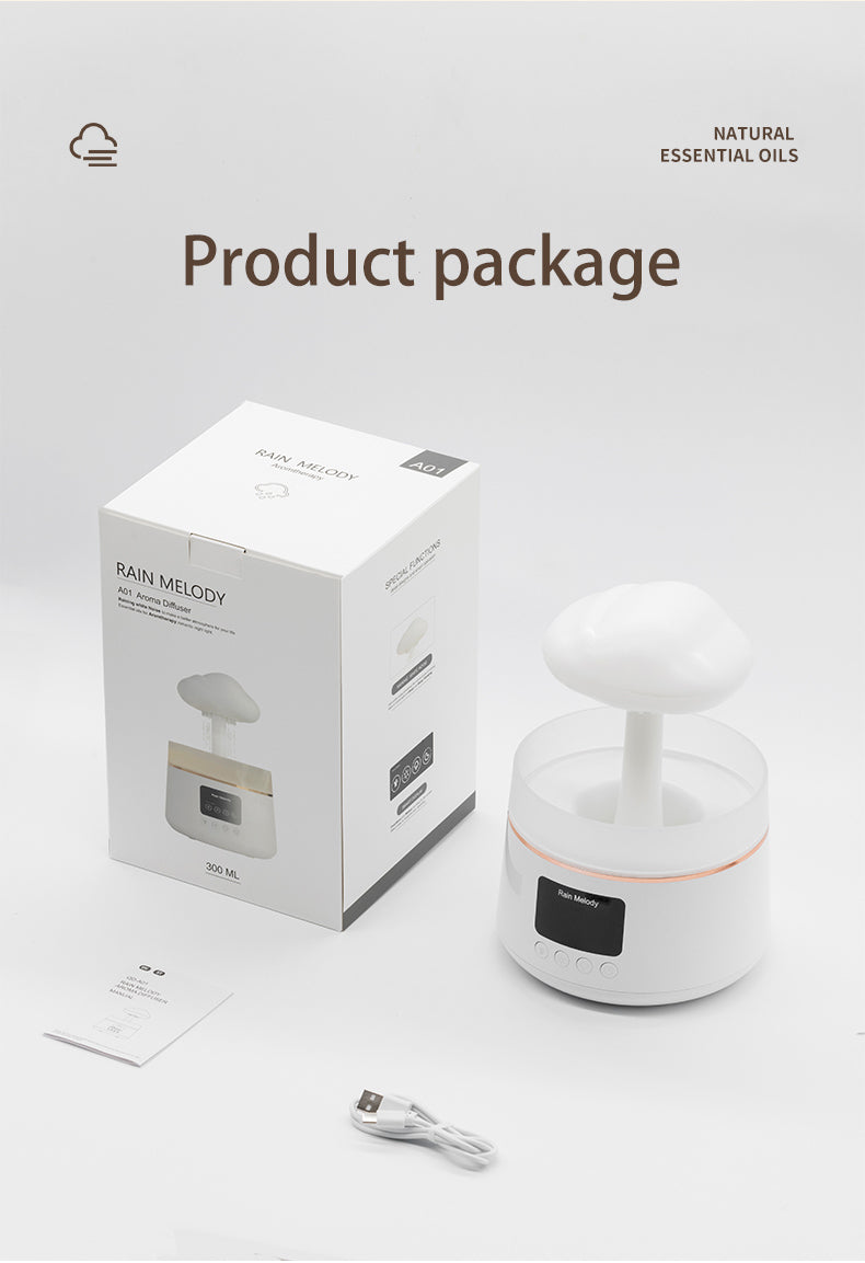 USB-Powered Smart Mushroom Humidifier 300ml Water Drip Rain Feature