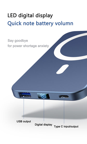 Wireless Charger Power Bank 5000/10000mAh Dual USB Magnetic Powerbank for iPhone 12 Charging