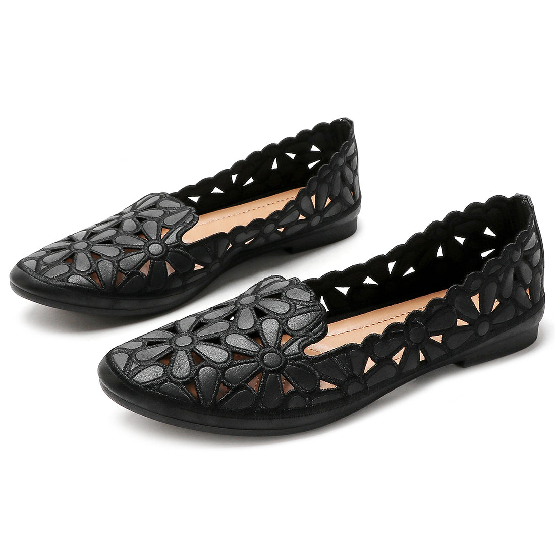 Summer Arrival Black Women's Breathable PU Leather Ballet Flats - Lightweight, Soft Round Slip-On Flats