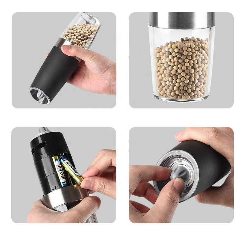 Effortless Seasoning Illuminate Your Culinary Experience with our Gravity Electric Pepper & Salt Grinder Mill