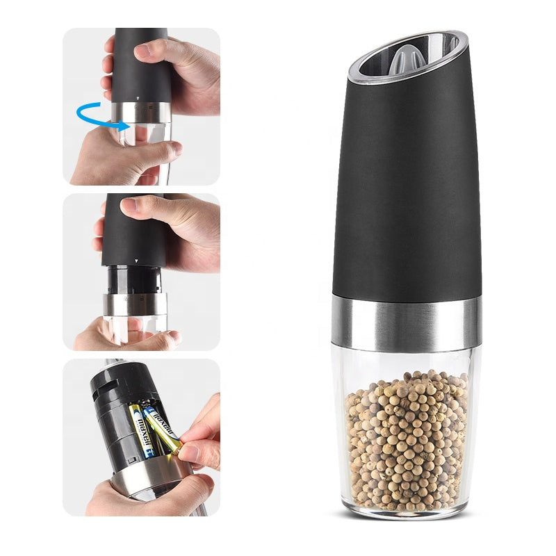 Effortless Seasoning Illuminate Your Culinary Experience with our Gravity Electric Pepper & Salt Grinder Mill