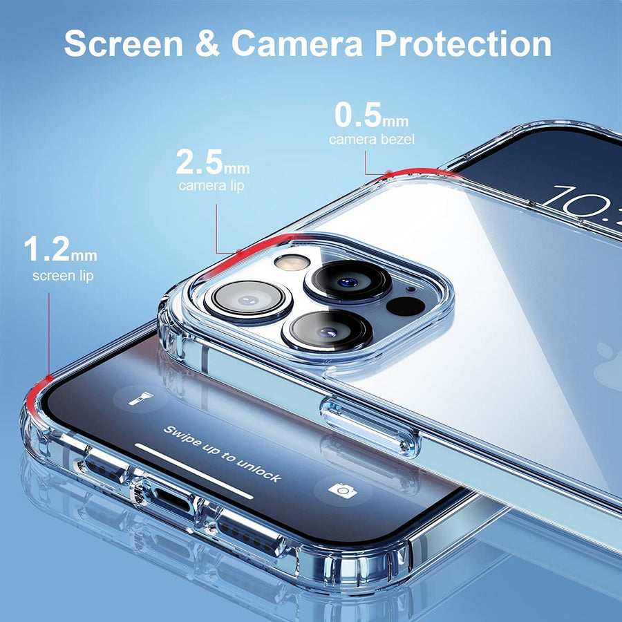 Premium Airbag Anti-Drop Clear Phone Cover with Hard PC Back and Soft TPU Silicone Transparent Shell for iPhone 12/13 Pro