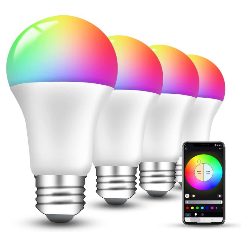 Smart LED Bulb Voice-Controlled Dimmable Lighting with Alexa, Google Home - Choose from RGB Colors, 9W, 12W, or 15W Options (A60/A19 E26/E27/B22)