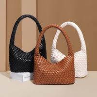 NEW design fashion trends ladies high-end PU Leather woven wrist hand bag for women